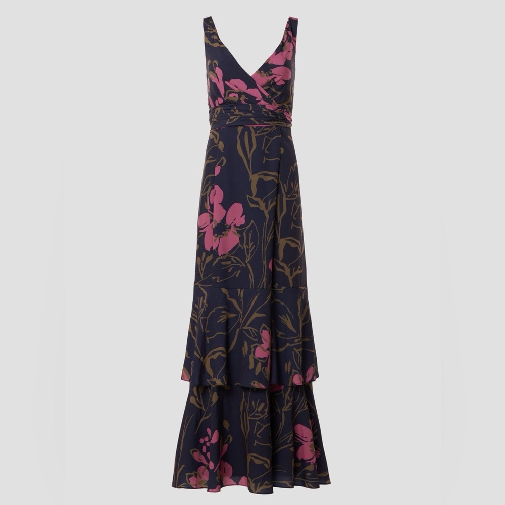 Slate & Willow Floral Wrap Gown, L - Picture 3 of 16